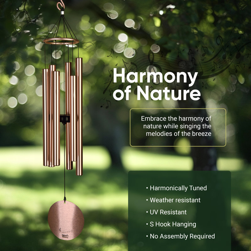 Carillons extérieurs 6 tubes Nature's Melody, H 28 po x l 4,5 po x P 4,5 po, Or rose