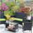 4 PC Rattan Patio Furniture Set Outdoor Patio Cushioned Seat Wicker Sofa (green Cushion)-862413028