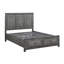 Grand lit plateforme gris rustique avec rangement fonctionnel et captivant