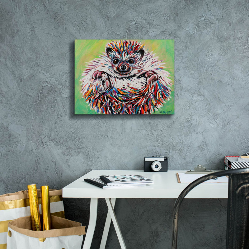 «Colorful Hedgehog 2» par Carolee Vitaletti, art mural sur toile, H 12 po x l 16 po x P 0,75 po