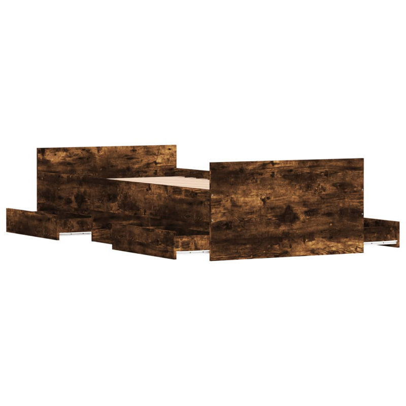 Addylen Storage Bed, European Single (90 x 200cm), Smoked Oak