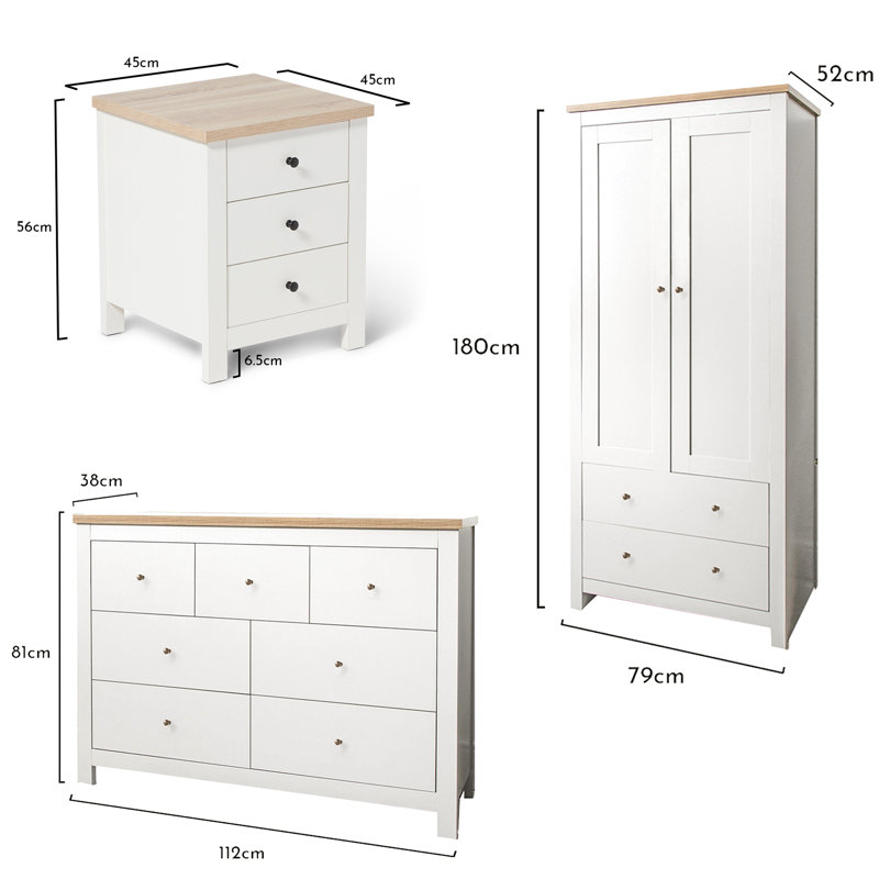 Maryhannah 2 Door Manufactured Wood Wardrobe, Alabaster White