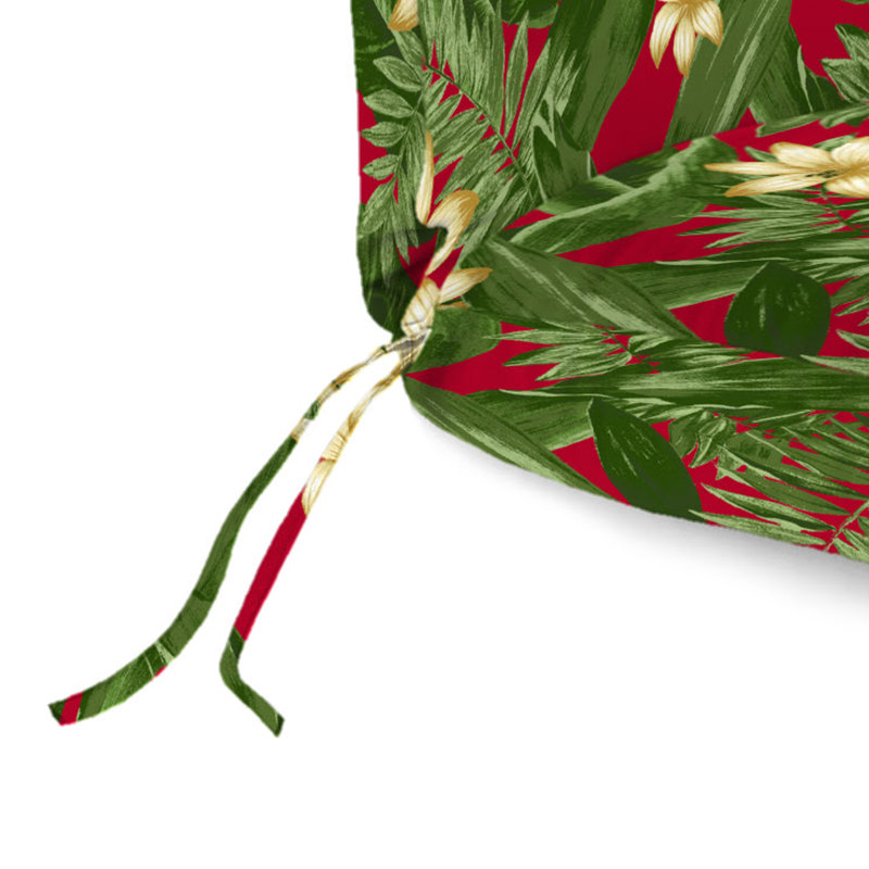 74" x 22" Outdoor Chaise Lounge Cushion with Ties and Loop, Green/Pink/Floral