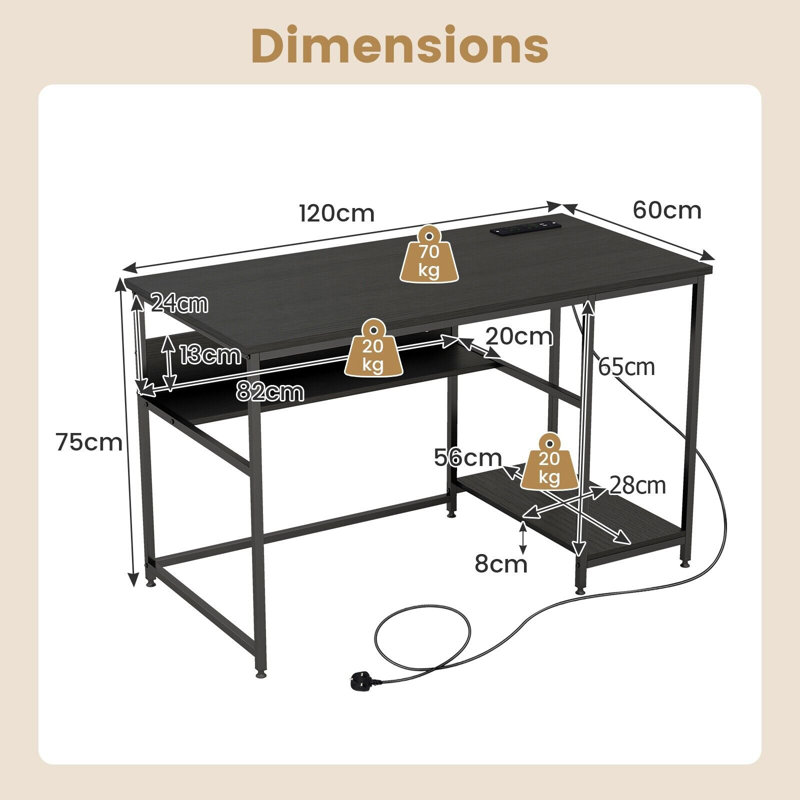 Muthanna Metal Base Computer Desk, Black