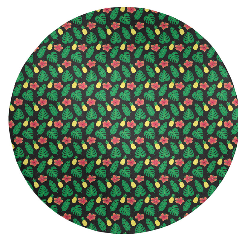 Chenille Geometric Indoor Rug, Round 5'