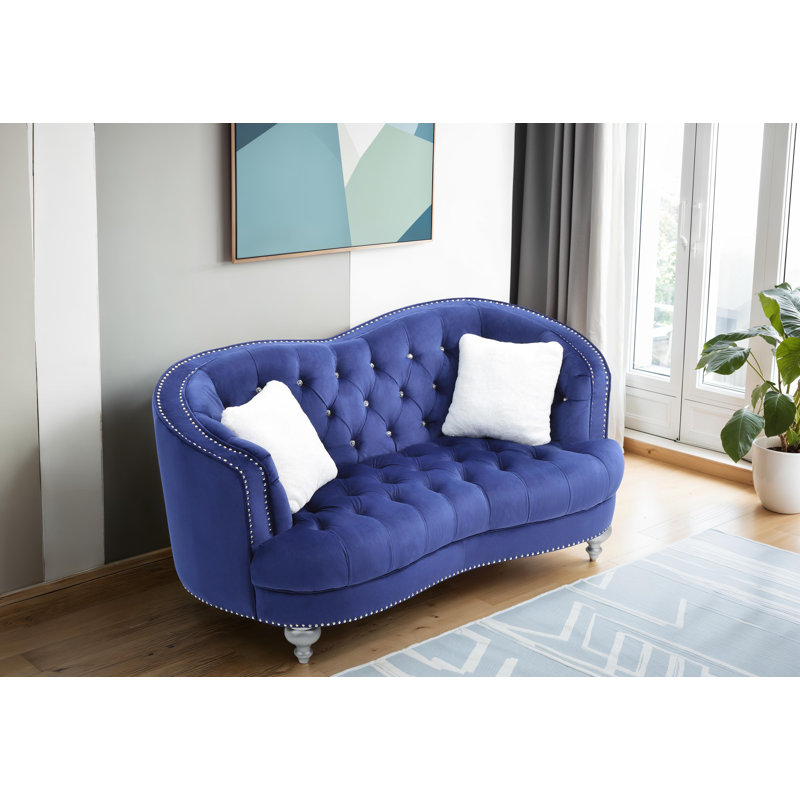 Causeuse en velours Mongeon, Bleu