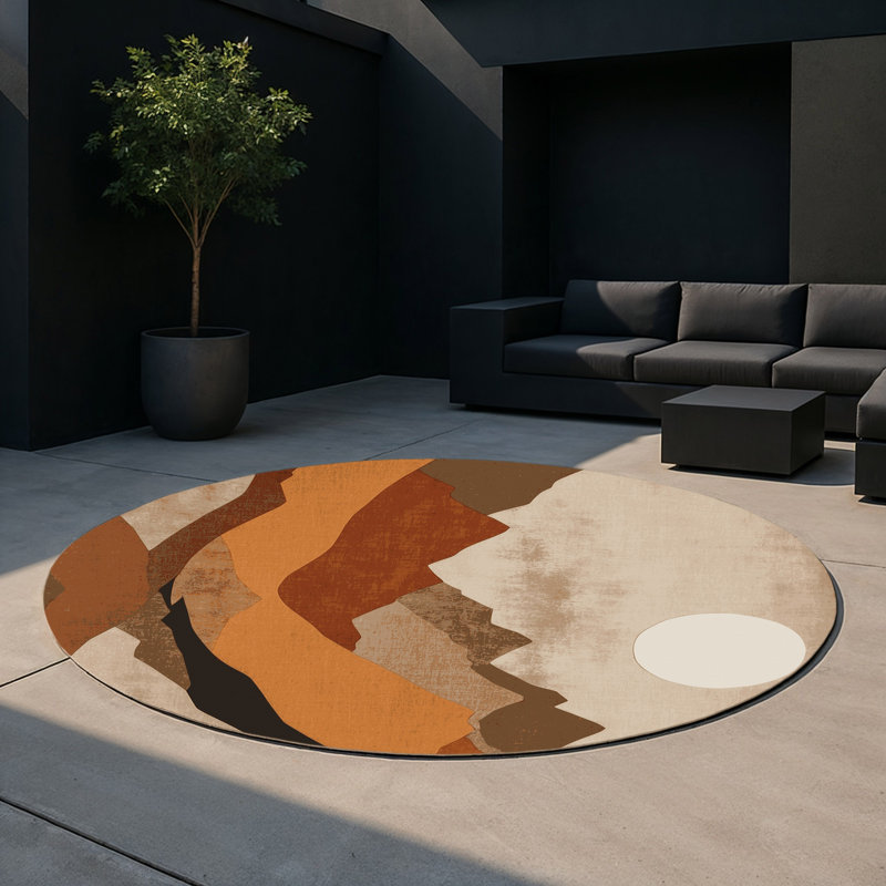Shadowed Mesa Indoor And Outdoor Area Rug, Round 5'