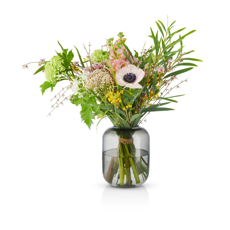 Glass Table Vase, Beige, 16.5cm H x 14cm W x 14cm D