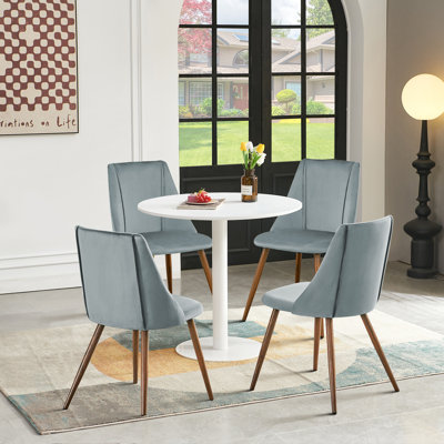 Ensemble de table de salle à manger 5 pièces, table de salle à manger ronde avec 4 chaises de salle à manger en velours