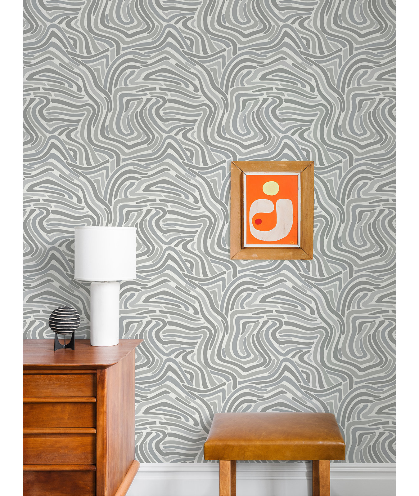 Rumley Mid-Century Peel & Stick Geometric Wallpaper, Gray