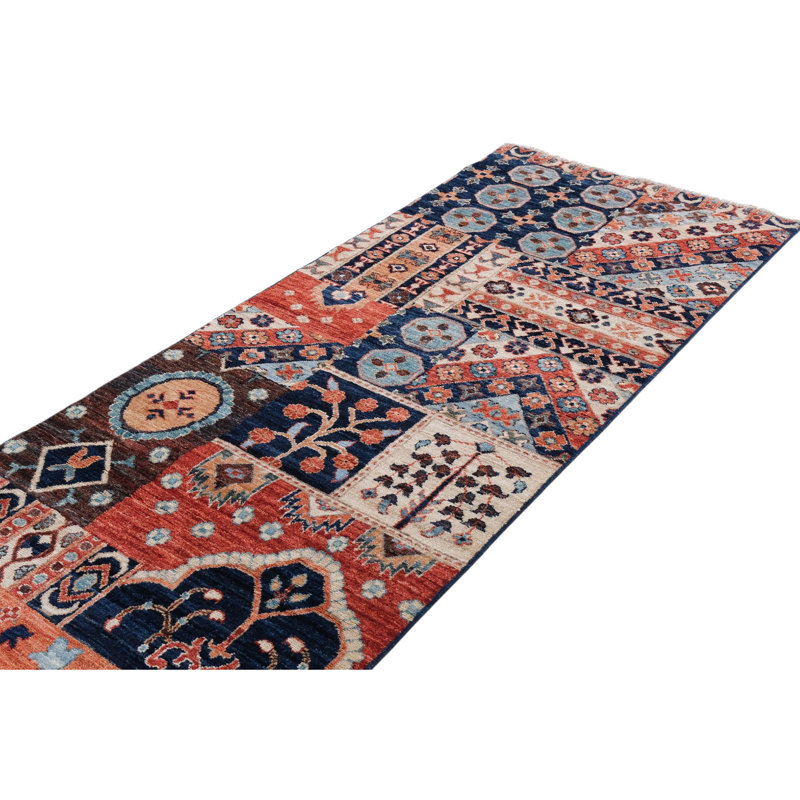 Hand Knotted Wool Area Rug in Multi