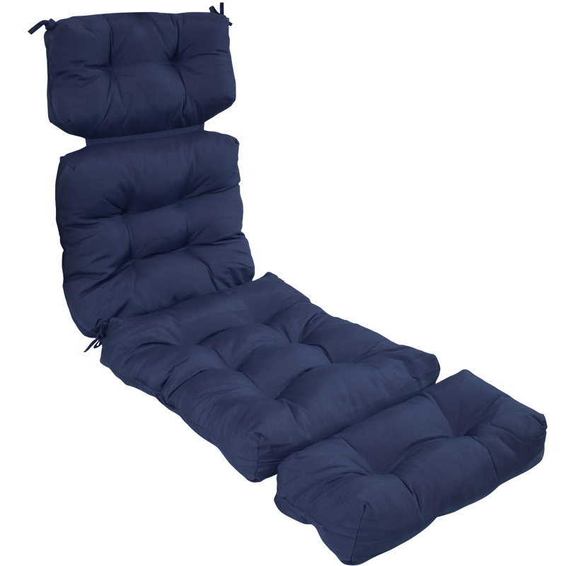 23" x 75" Tufted Chaise Lounge Chair Cushion - Blue, Blue