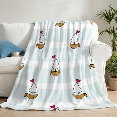 Jeté transparent en flanelle de polaire ultra douce, imprimé nautique mignon d'un côté
