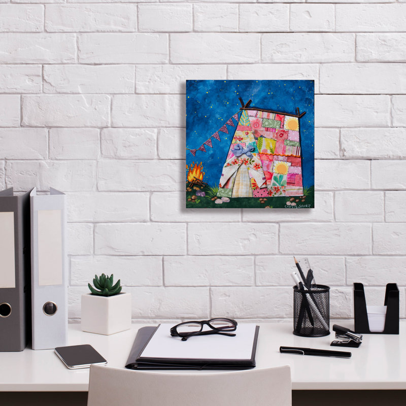  «Nightime By The Fire» par Carrie Sharp, art mural sur toile, 12 po x 12 po