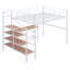 Lit mezzanine en métal blanc avec bureau et rangement latéral