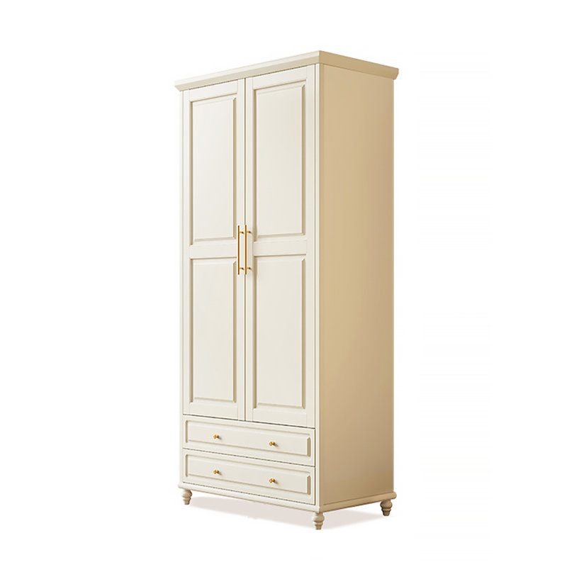 Garde-robe en chêne crème à double porte avec tiroirs pour le rangement