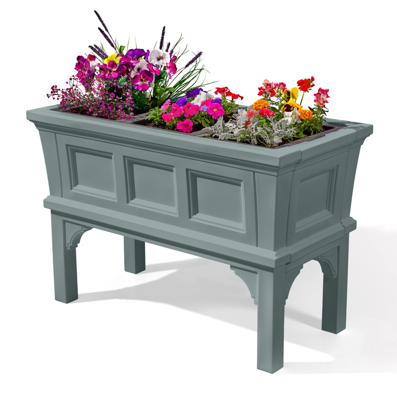 Step2 Atherton Raised Plastic Outdoor Planter Box, Sage Gray
