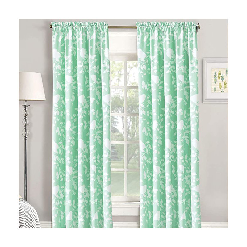 Semi Sheer Curtain Pair, 243.8cm L x 152.4cm W, Green