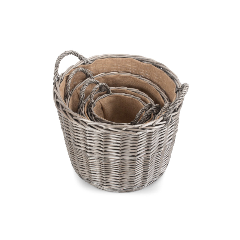 Jagger 4 Piece Wicker Lined Log Basket Set