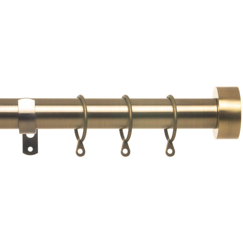 Isabella Adjustable 2.8cm Single Curtain Pole, 5cm H x 120cm W x 5cm D, Brass