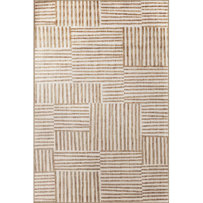 Tapis décoratif moderne à motif de rayures brunes