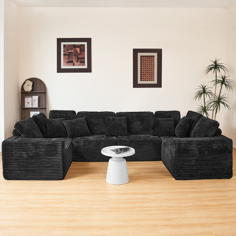 Canapé modulaire 6 places Corduroy, Noir