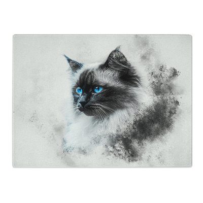 Ragdoll Cat Design  Glass Chopping Board