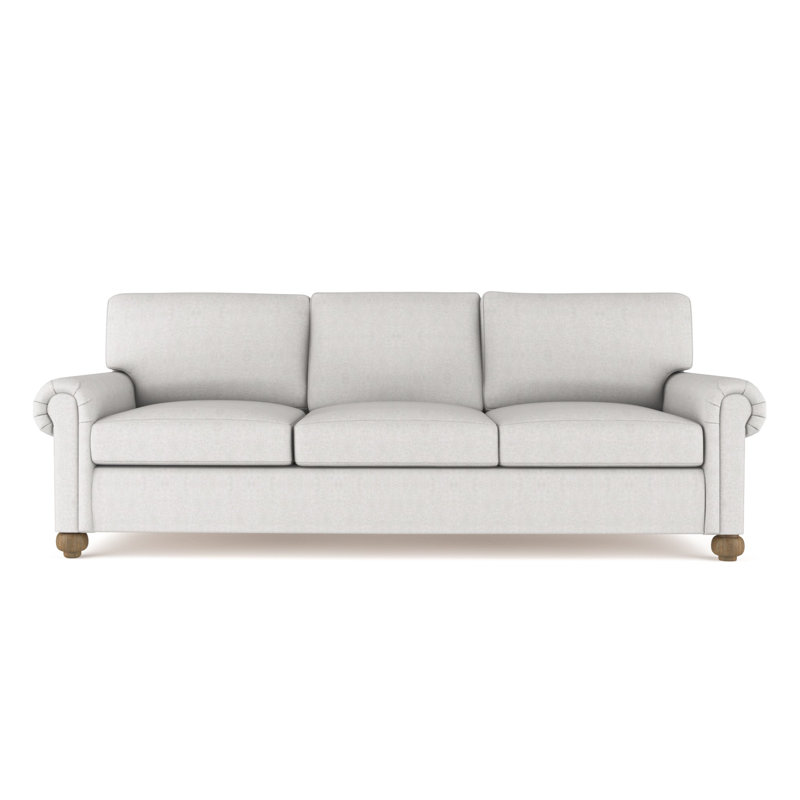 Canapé Leroy, H 36 po x l 108 po x P 43 po, Velours moelleux argenté, Patiné