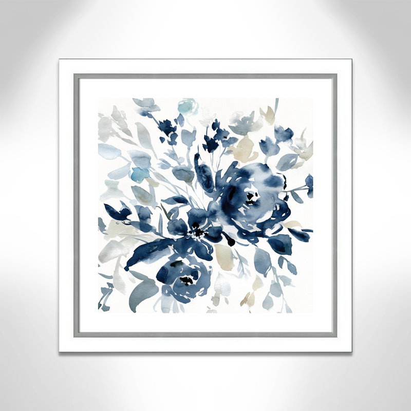 Indigo Garden I - peinture encadrée, Papier encadré blanc / argent, H 29,75 po x l 29,75 po x P 1,13 po