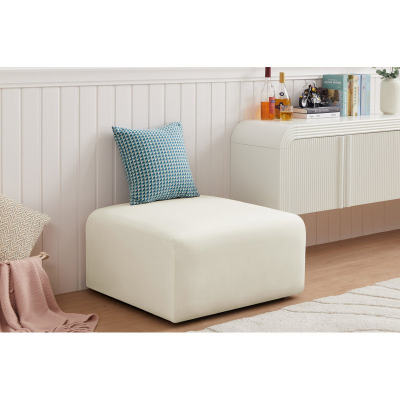 Repose-pieds en velours 31 po Hingham Josie, Velours crème