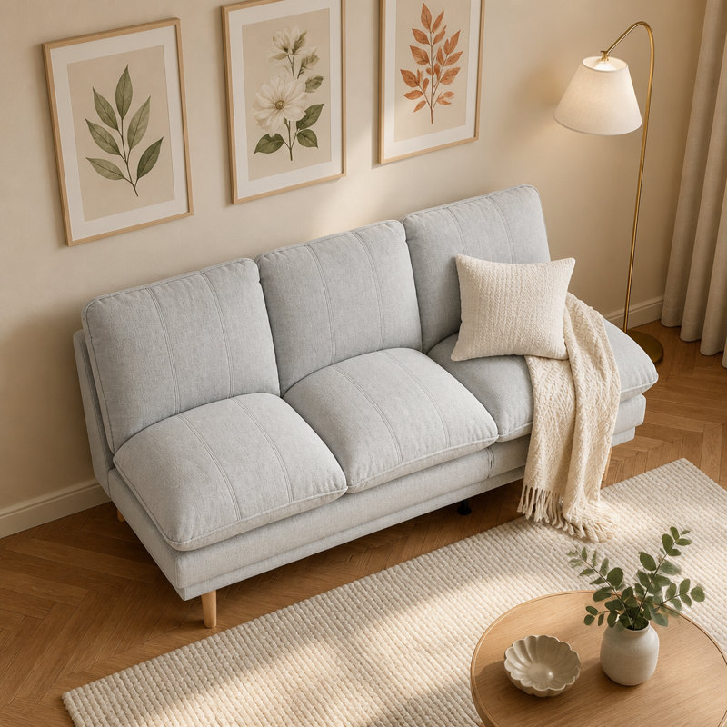 3 Seater Fabric Sofa Bed, Beige