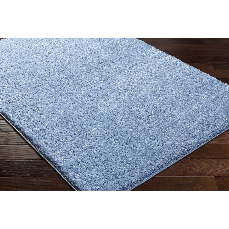 Tapis rectangulaire bleu clair en polyester tissé à la machine Annily, Rectangle 6 pi 7 po x 9 pi