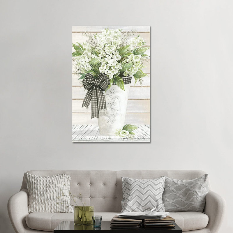 White Hydrangeas- Gallery-Wrapped Canvas Giclée, 48" H x 32" W