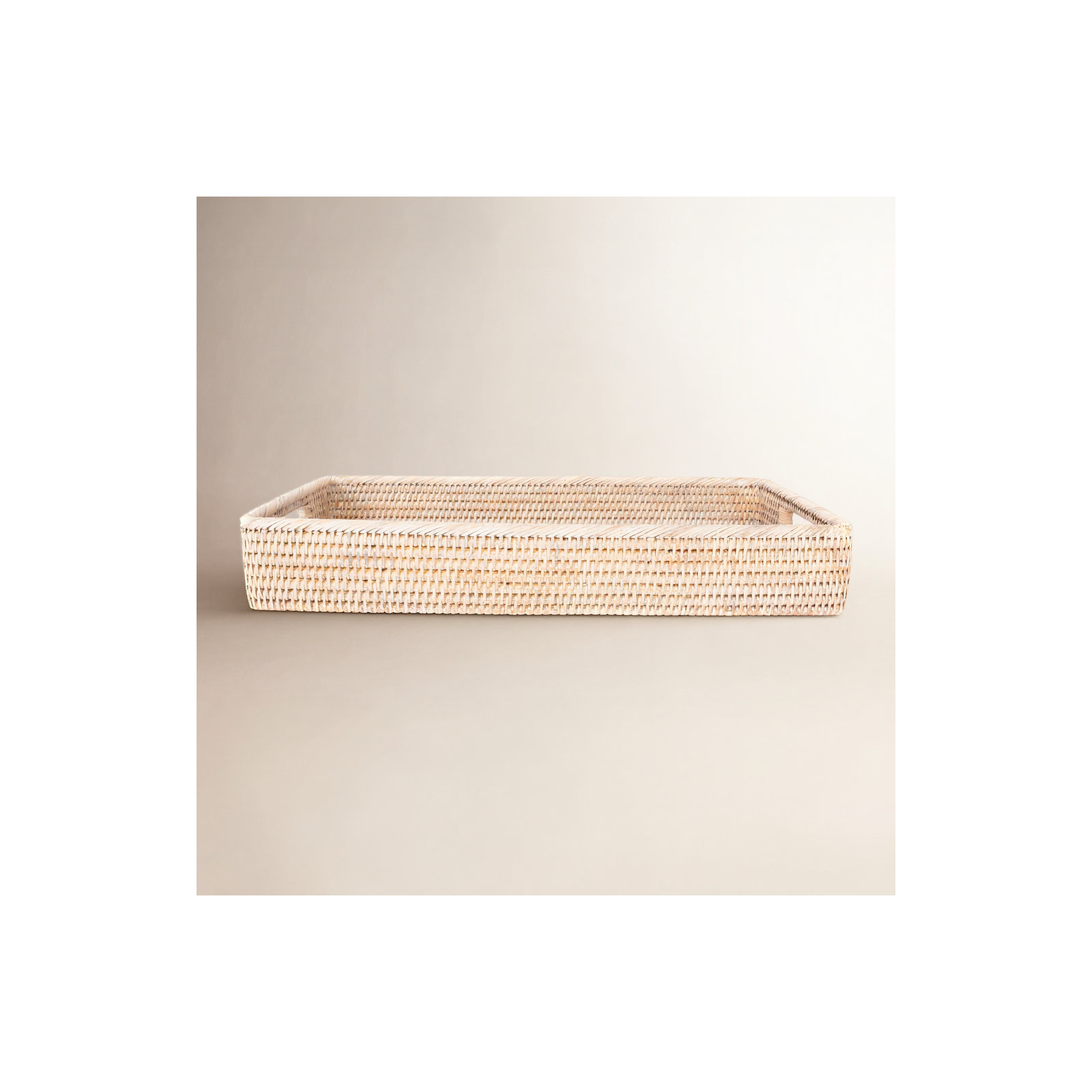 Ilonka Rattan Tray - Set of 1, White Wash