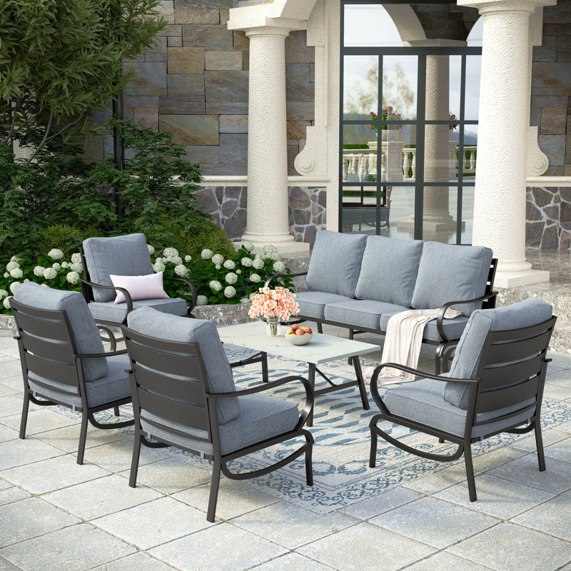 Tapasi 7 - Person Outdoor Seating Group with Cushions, Gray