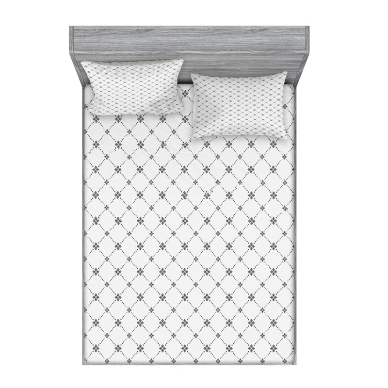 Microfiber Floral Sheet Set, Full Sheet Set + Fitted Sheet + 2 Pillowcases, Charcoal Gray Floral