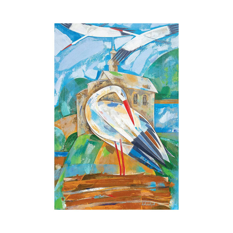 Storks by Neli Lukashyk - Wrapped Canvas Painting, 20.32 cm H x 30.48 cm W