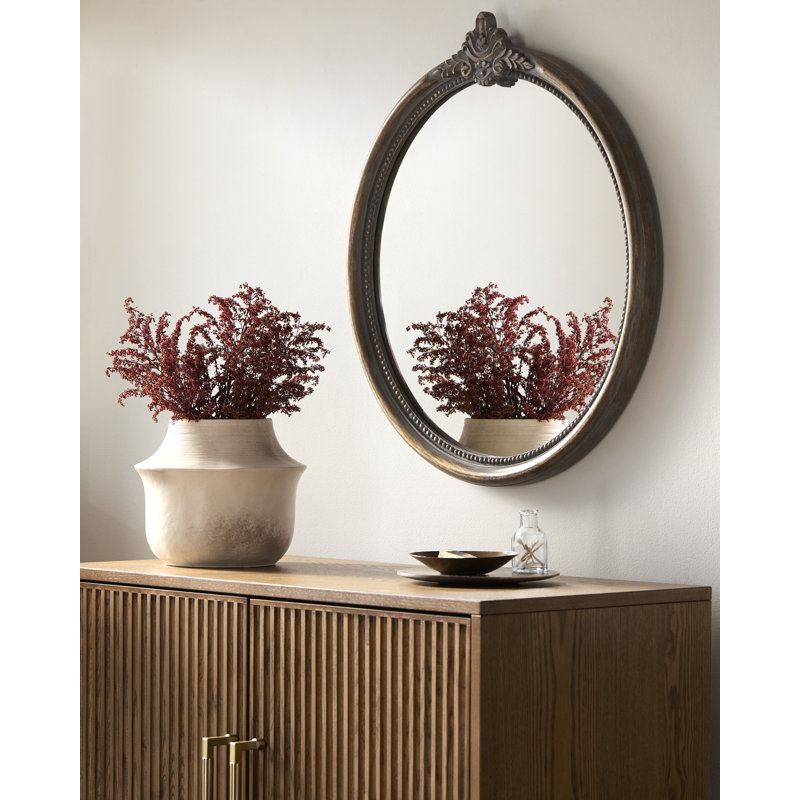 Miroir décoratif Giustina, Bois massif, Brun