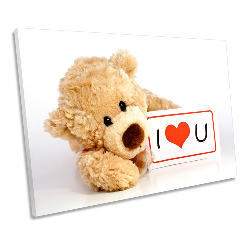 Teddy Bear I Love You - Wrapped Canvas Print, 81.3cm H x 121.9cm W x 4cm D