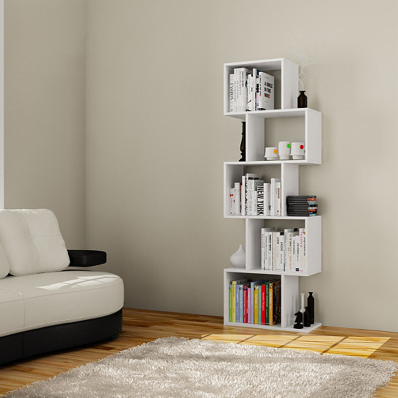 Modern White Bookshelf, 5 Shelves, 23.6 x 59.1 x 11.8 inches | 100% Melamine Coated Particle Board, Thickness: 0.71 inches | Wall-Mountable Design, Stylish & Functional Storage for Home & Office