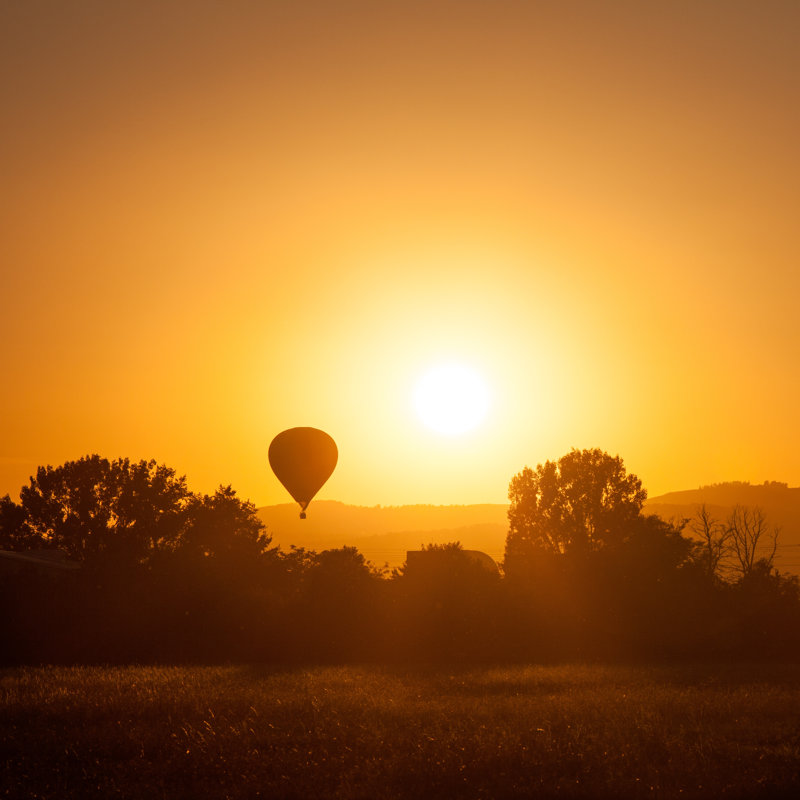 Hot Air Balloon At Sunset by Selitbul - Wrapped Canvas Print, 51cm H x 51cm W x 3.8cm D