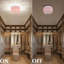Modern Pink Fabric Shade Crystal Flush Mount, 11", E14 base (No Bulb)