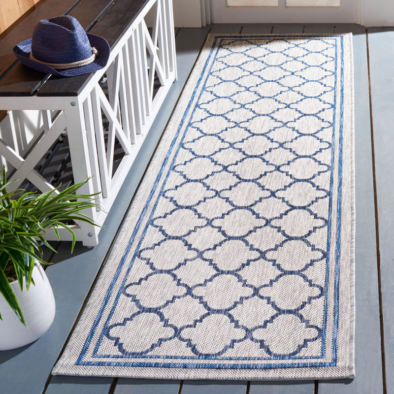 Tapis d'intérieur / extérieur à motif géométrique Alminus Performance, Tapis de couloir 2 pi 3 po x 8 pi