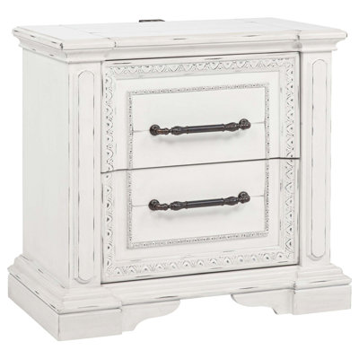Traditional 2-Drawer Nightstand with Dual USB Charging