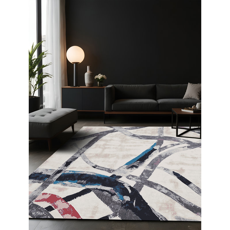 Tapis gris soyeux et moelleux, Carré 7 pi