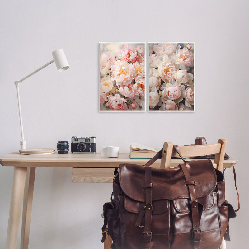 Ensemble de 2 plaques murales roses douces chou rose par Roozbeh Bahramali, H 15 po x l 10 po