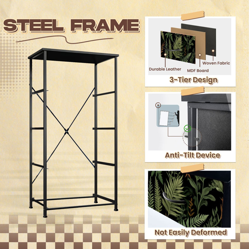 Commode pour chambre à coucher avec 4 tiroirs de rangement Botanical Fern Leaf
