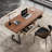  Modern 63'' Office Writing Desk, Brown Wood Desk, 2 Drawers, Stainless Steel legs