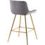 Ensemble de 2 tabourets de bar modernes en velours à hauteur de comptoir avec dossier, repose-pieds et structure dorée, gris