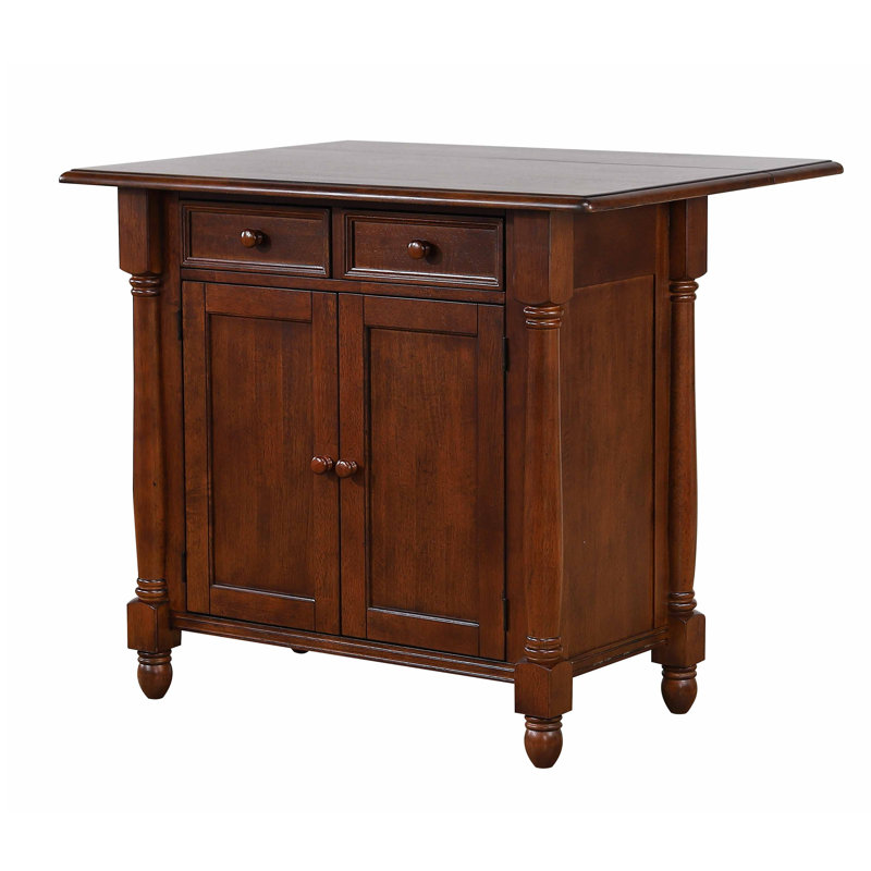 Chaggai Solid Wood Kitchen Island Set, Distressed Chestnut brown, Distressed Chestnut Brown